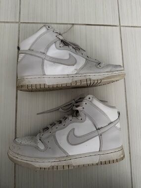 Nike White and Light Gray High-Top Sneakers